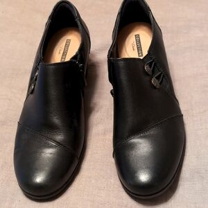 Clark's Black Leather Emslie Shoes sz 8.5